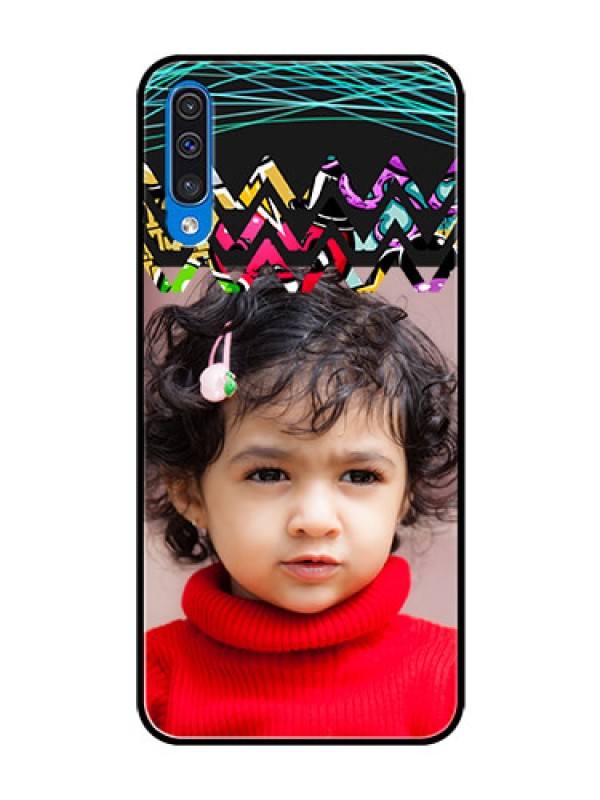 Custom Samsung Galaxy A50 Personalized Glass Phone Case  - Neon Abstract Design
