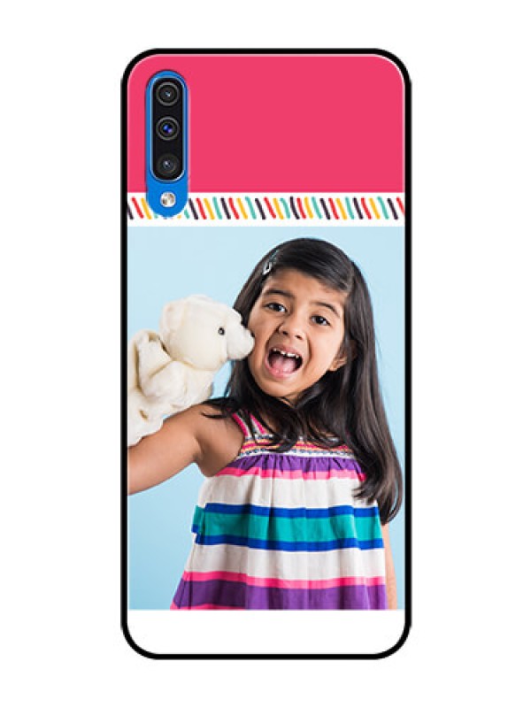 Custom Samsung Galaxy A50 Personalized Glass Phone Case  - Line art design