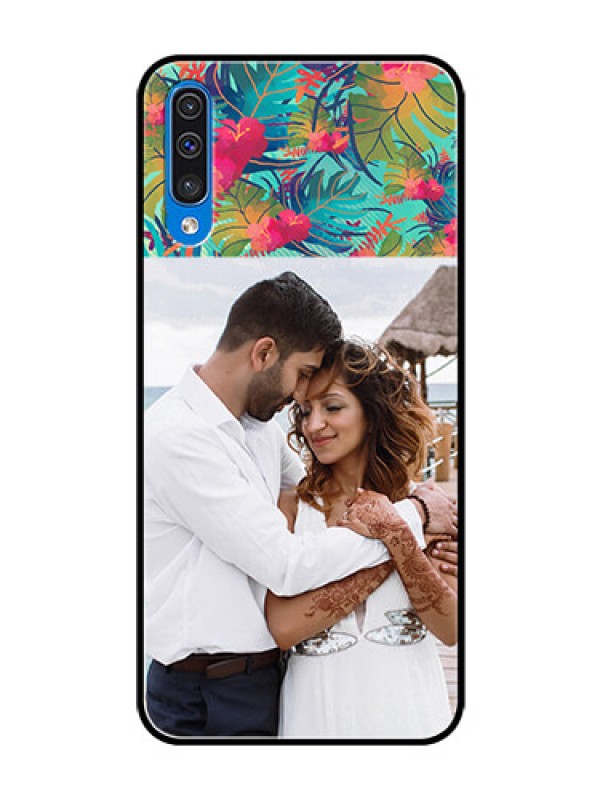 Custom Samsung Galaxy A50 Photo Printing on Glass Case  - Watercolor Floral Design