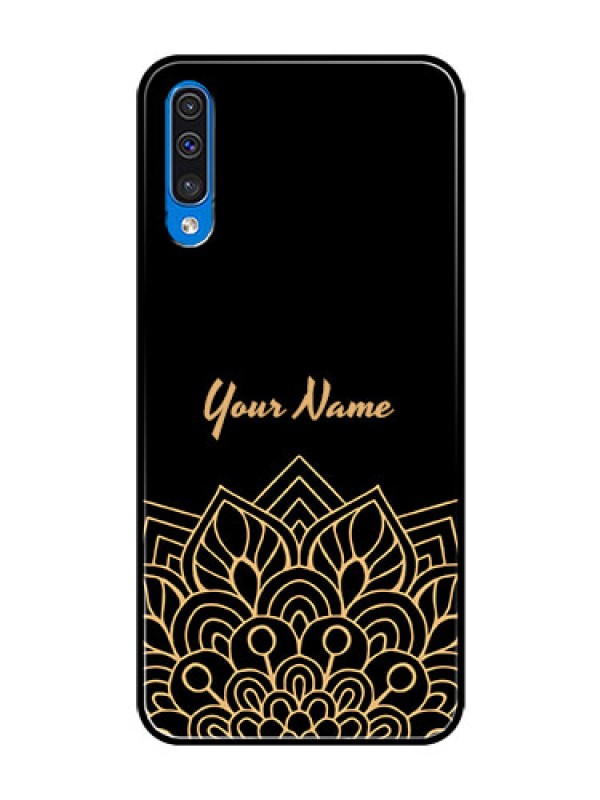Custom Galaxy A50 Custom Glass Phone Case - Golden mandala Design