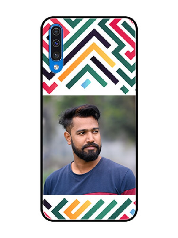 Custom Galaxy A50 Personalized Glass Phone Case - Colorful Maze Pattern Design