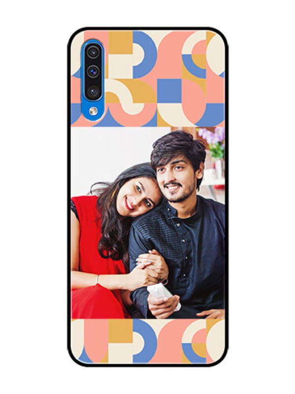 Custom Galaxy A50 Photo Printing on Glass Case - Semi-circle Maze Pattern Design