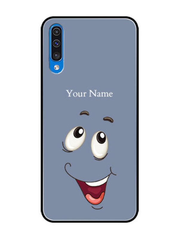 Custom Galaxy A50 Photo Printing on Glass Case - Laughing Cartoon Face Design