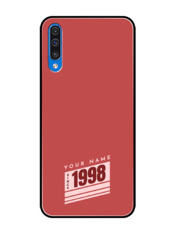 Custom Galaxy A50 Custom Glass Phone Case - Red custom year of birth Design