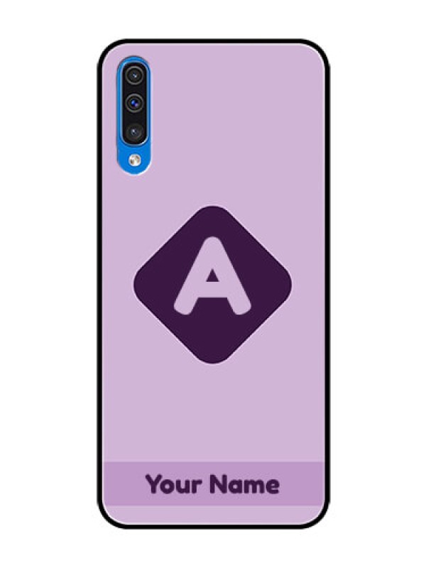 Custom Galaxy A50 Custom Glass Mobile Case - Custom Letter in curved badge Design