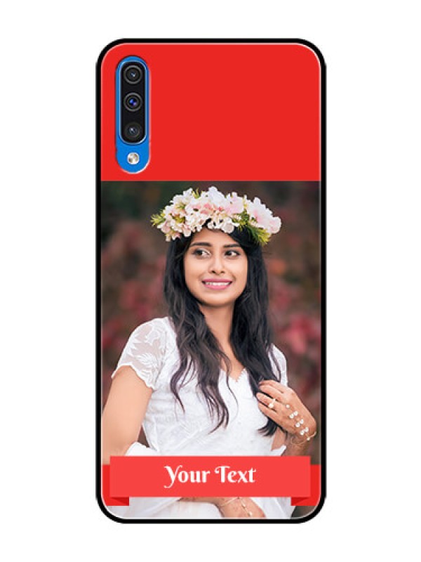 Custom Samsung Galaxy A50s Custom Glass Phone Case  - Simple Red Color Design