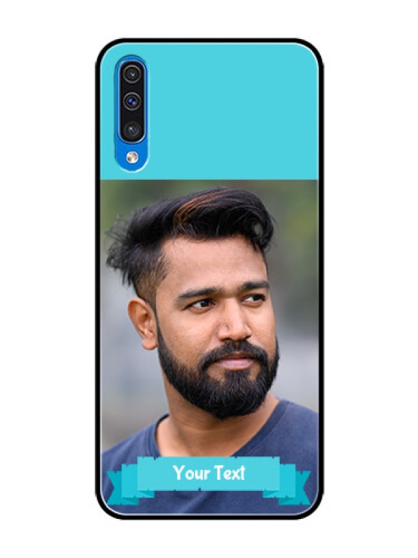 Custom Samsung Galaxy A50s Personalized Glass Phone Case  - Simple Blue Color Design