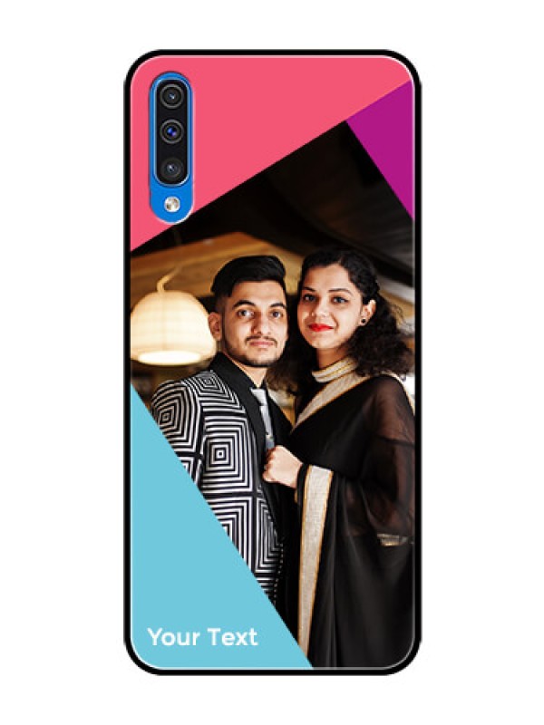 Custom Galaxy A50s Custom Glass Mobile Case - Stacked Triple colour Design