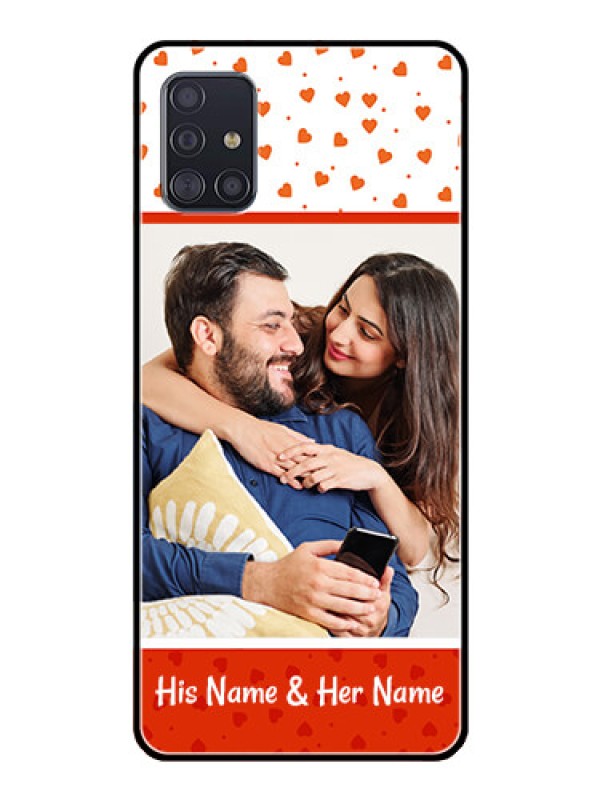 Custom Galaxy A51 Custom Glass Phone Case  - Orange Love Symbol Design