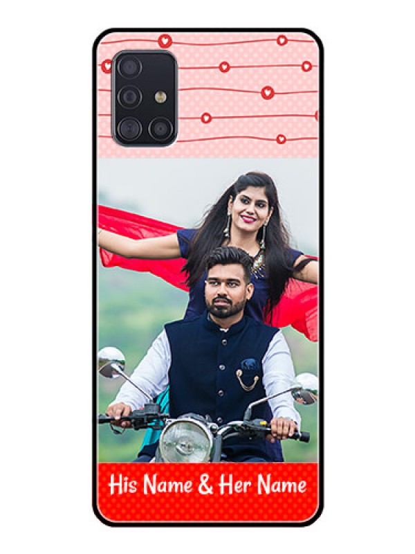 Custom Galaxy A51 Personalized Glass Phone Case  - Red Pattern Case Design
