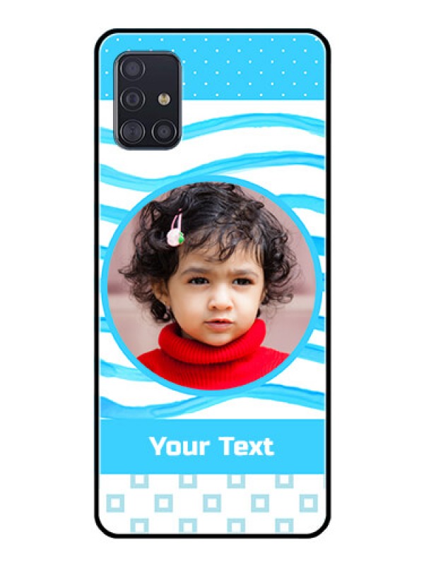 Custom Galaxy A51 Custom Glass Phone Case  - Simple Blue Case Design