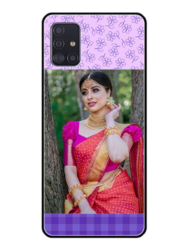 Custom Galaxy A51 Custom Glass Phone Case  - Purple Floral Design