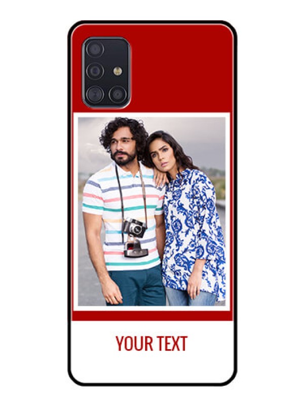 Custom Galaxy A51 Personalized Glass Phone Case  - Simple Red Color Design