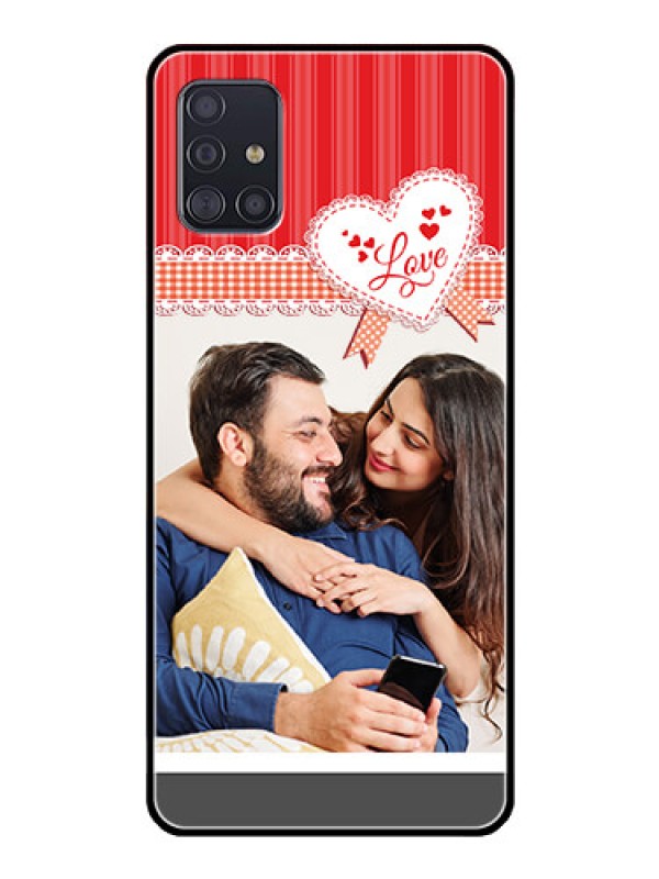 Custom Galaxy A51 Custom Glass Mobile Case  - Red Love Pattern Design