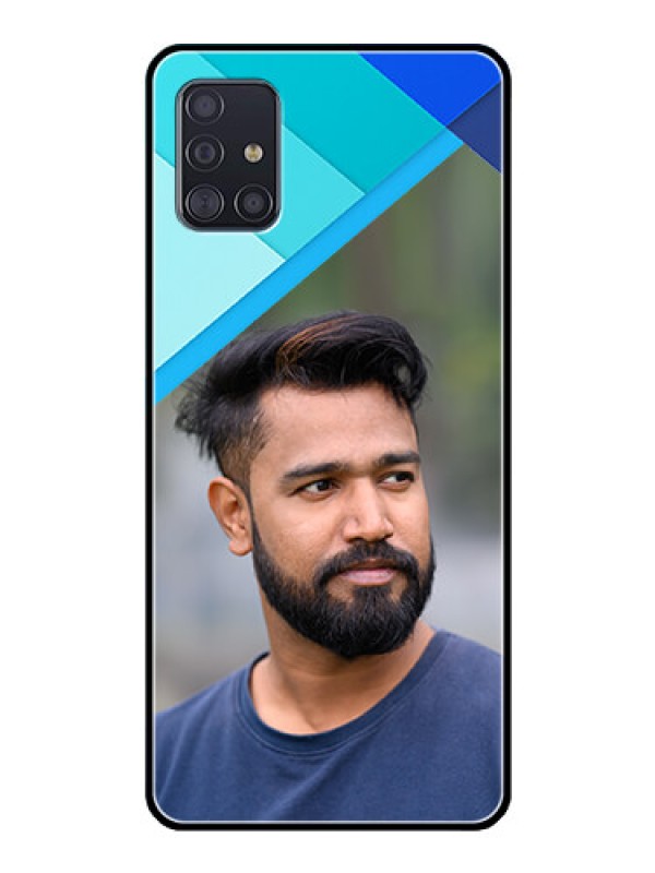 Custom Galaxy A51 Custom Glass Phone Case  - Blue Pattern Design