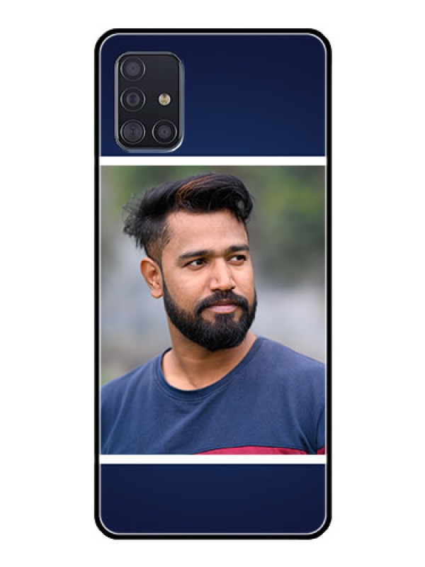Custom Galaxy A51 Personalized Glass Phone Case  - Simple Royal Blue Design