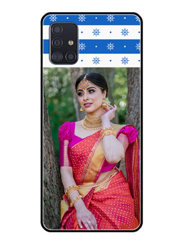 Custom Galaxy A51 Photo Printing on Glass Case  - Snow Pattern Design
