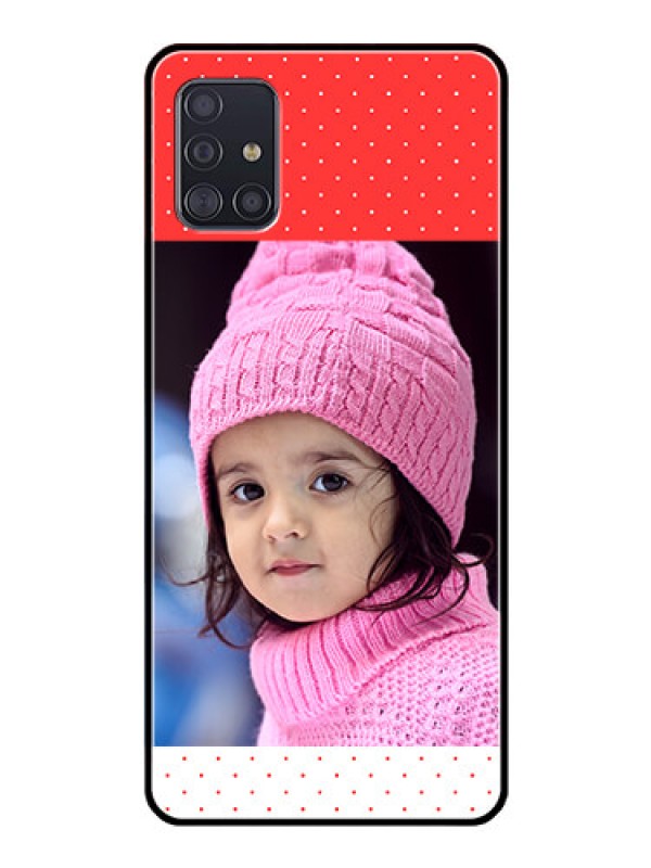 Custom Galaxy A51 Photo Printing on Glass Case  - Red Pattern Design