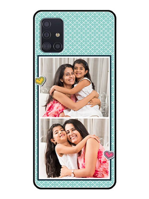 Custom Galaxy A51 Custom Glass Phone Case  - 2 Image Holder with Pattern Design