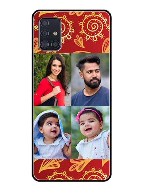 Custom Galaxy A51 Photo Printing on Glass Case  - 4 Image Traditional Design