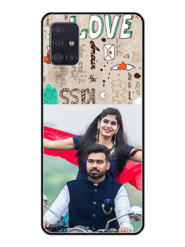 Custom Galaxy A51 Custom Glass Phone Case  - Love Doodle Pattern 