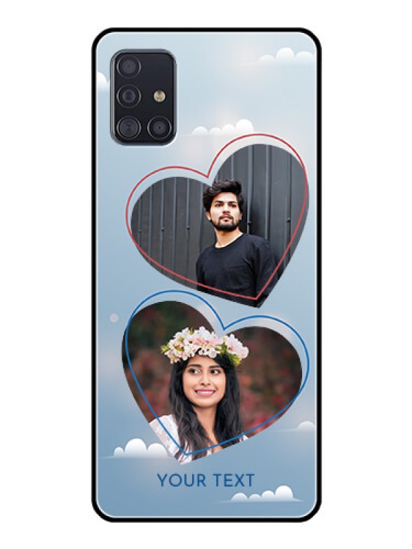 Custom Galaxy A51 Custom Glass Mobile Case  - Blue Color Couple Design 