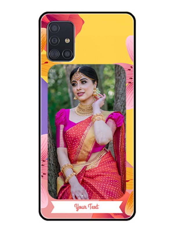 Custom Galaxy A51 Custom Glass Mobile Case  - 3 Image With Vintage Floral Design