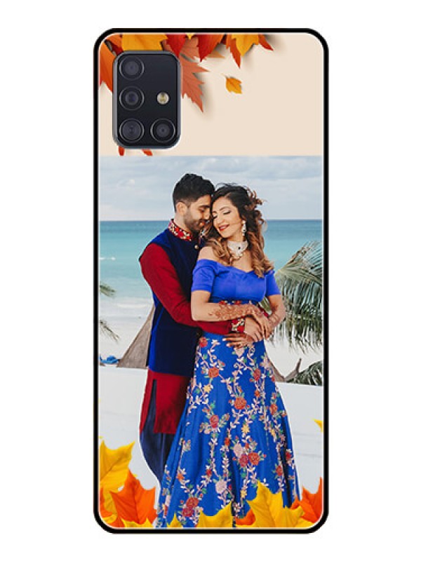 Custom Galaxy A51 Photo Printing on Glass Case  - Autumn Maple Leaves Design