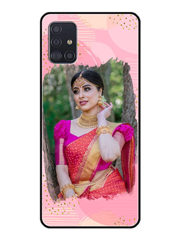 Custom Galaxy A51 Personalized Glass Phone Case  - Gold Glitter Splash Design