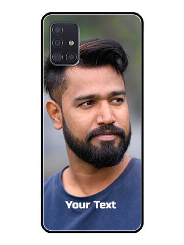 Custom Galaxy A51 Glass Mobile Cover: Photo with Text
