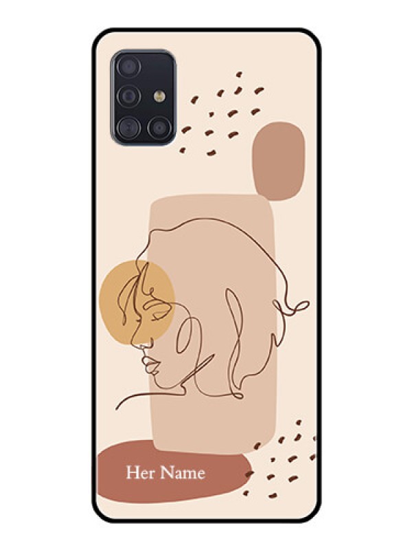 Custom Galaxy A51 Photo Printing on Glass Case - Calm Woman line art Design