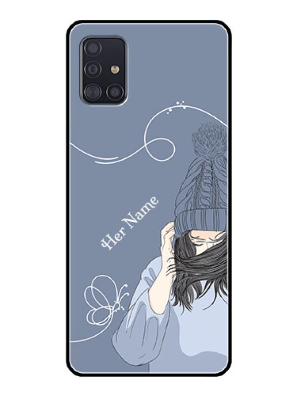 Custom Galaxy A51 Custom Glass Mobile Case - Girl in winter outfit Design
