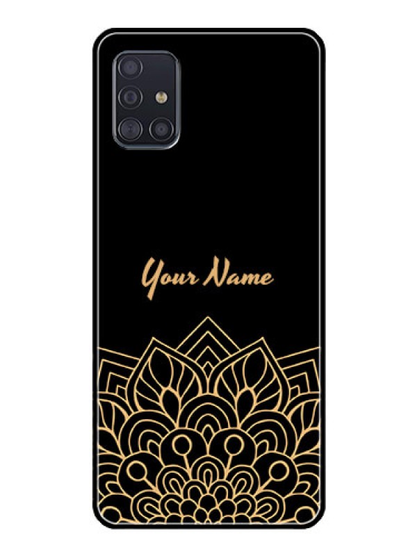 Custom Galaxy A51 Custom Glass Phone Case - Golden mandala Design