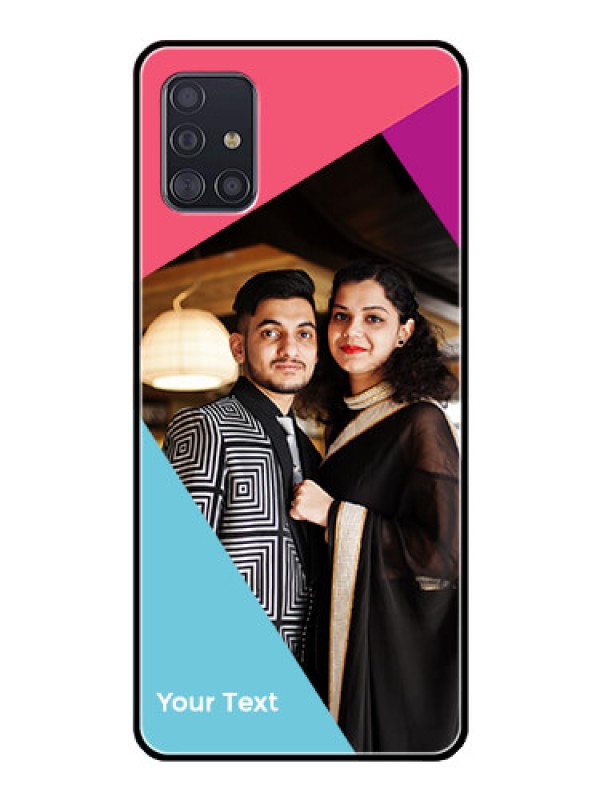 Custom Galaxy A51 Custom Glass Mobile Case - Stacked Triple colour Design