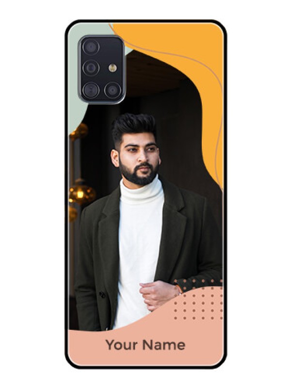 Custom Galaxy A51 Personalized Glass Phone Case - Tri-coloured overlay design