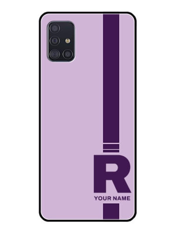 Custom Galaxy A51 Photo Printing on Glass Case - Simple dual tone stripe with name Design