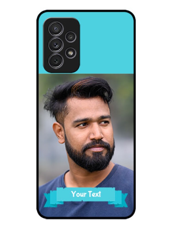 Custom Galaxy A52 Personalized Glass Phone Case - Simple Blue Color Design