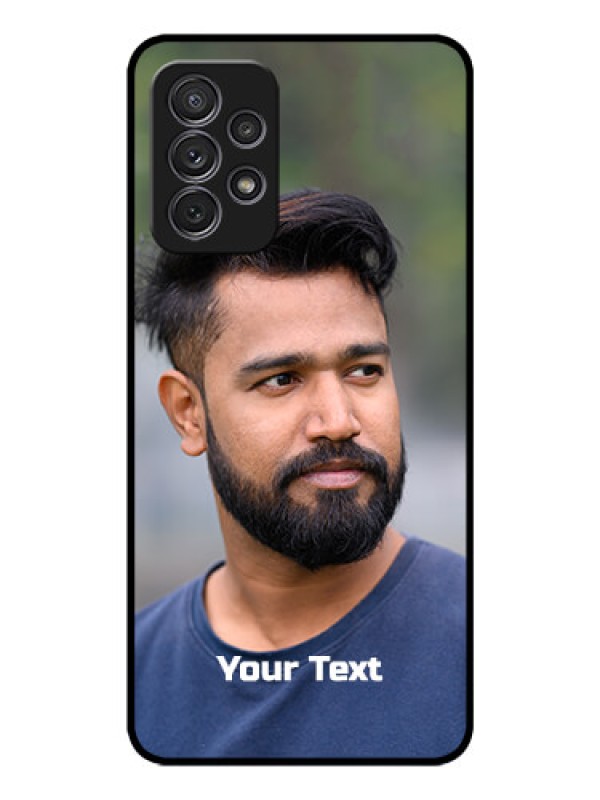 Custom Galaxy A52 Glass Mobile Cover: Photo with Text