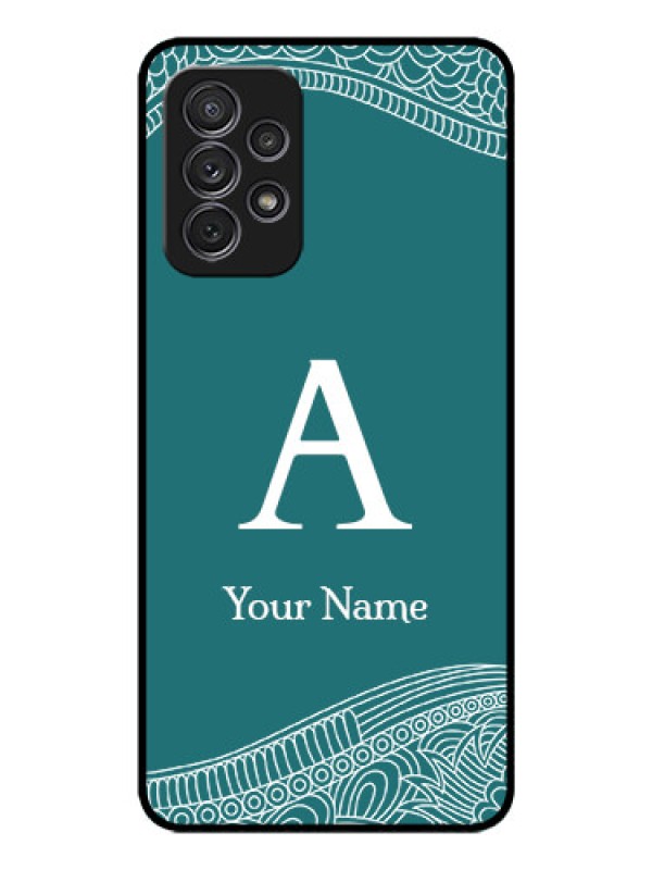 Custom Galaxy A52S 5G Personalized Glass Phone Case - line art pattern with custom name Design