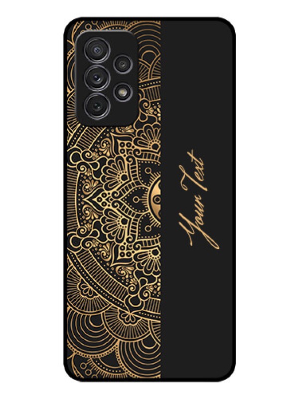 Custom Galaxy A52S 5G Photo Printing on Glass Case - Mandala art with custom text Design