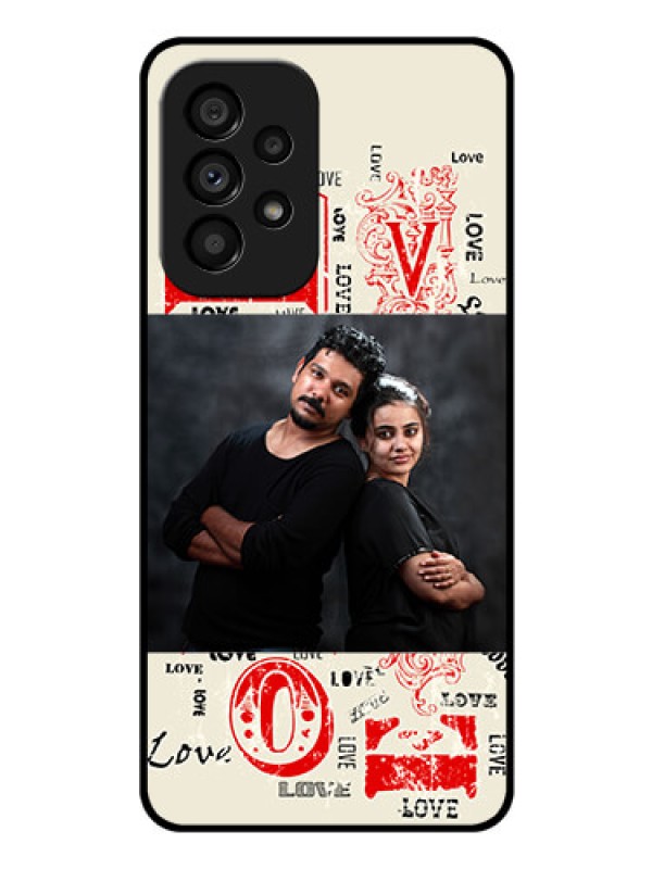 Custom Galaxy A53 5G Photo Printing on Glass Case - Trendy Love Design Case