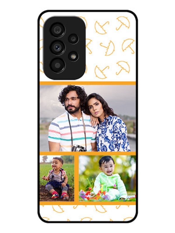 Custom Galaxy A53 5G Custom Glass Mobile Case - Yellow Pattern Design
