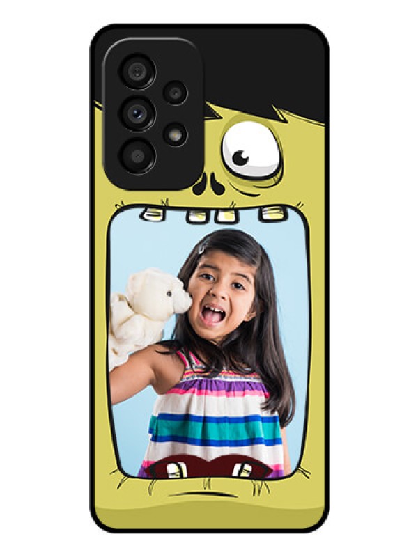 Custom Galaxy A53 5G Personalized Glass Phone Case - Cartoon monster back case Design
