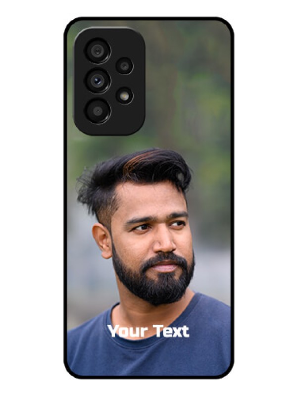 Custom Galaxy A53 5G Glass Mobile Cover: Photo with Text