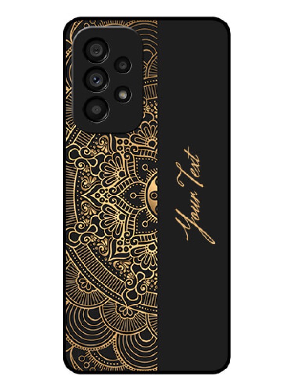 Custom Galaxy A53 5G Photo Printing on Glass Case - Mandala art with custom text Design