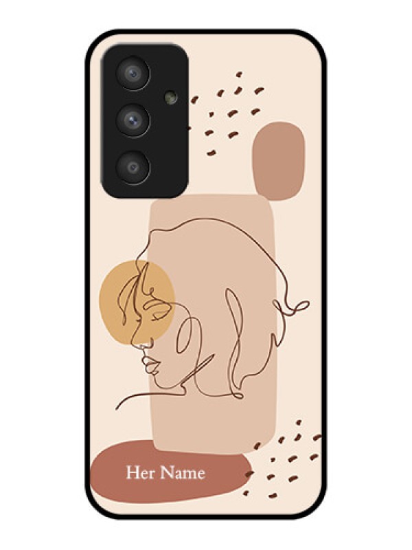 Custom Galaxy A54 5G Photo Printing on Glass Case - Calm Woman line art Design