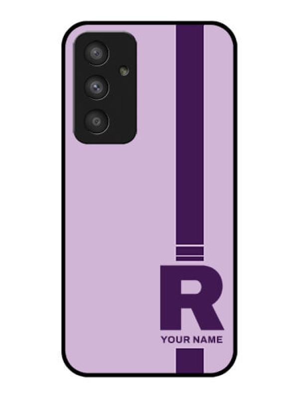 Custom Galaxy A54 5G Photo Printing on Glass Case - Simple dual tone stripe with name Design