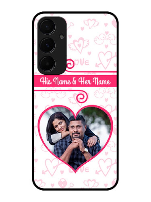 Custom Samsung Galaxy A55 5G Custom Glass Phone Case - Heart Shape Love Design
