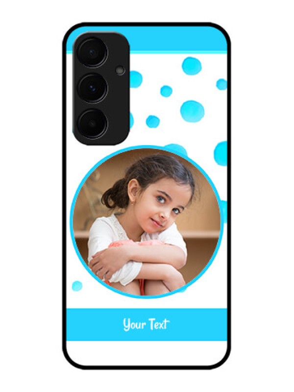 Custom Samsung Galaxy A55 5G Custom Glass Phone Case - Blue Bubbles Pattern Design