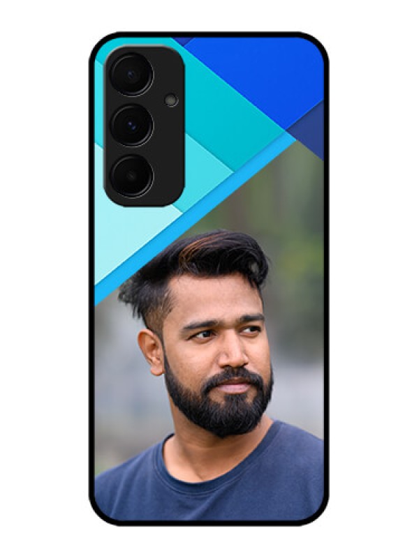 Custom Samsung Galaxy A55 5G Custom Glass Phone Case - Blue Pattern Design